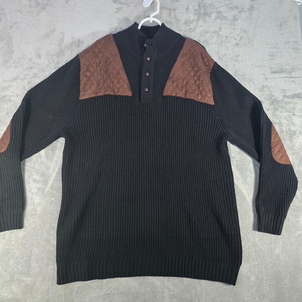 Boulder Creek Sweater Pullover Quilted Patches Mock Neck 2XL Big‎